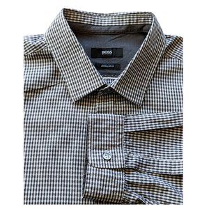 HUGO BOSS Black Seersucker Dress Shirt Size XL